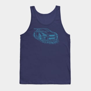 Nissan GTR R35 Lineart Blueprint Tank Top